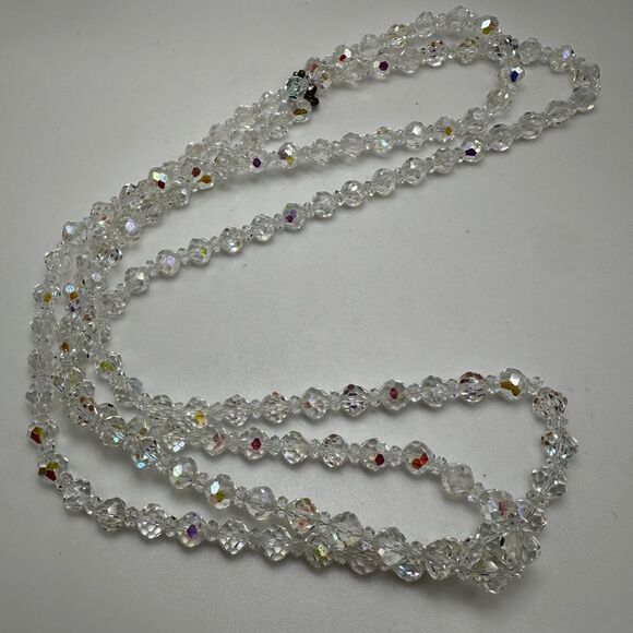 54" vintage Aurora Borealis (AB) crystal necklace! - Picture 8 of 14